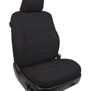 Front Seat Covers for 2011-2024  Toyota 4Runner (Pair) - Black with Red Stitching