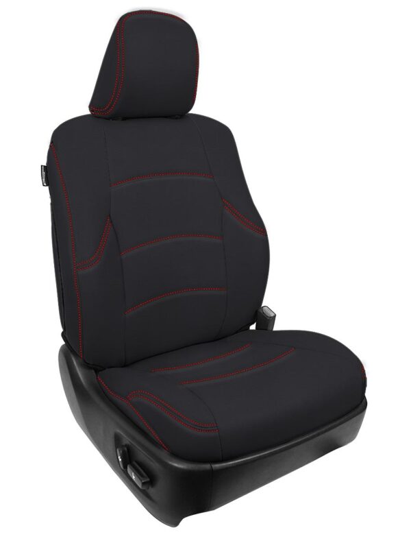 Front Seat Covers for 2011-2024  Toyota 4Runner (Pair) - Black with Red Stitching