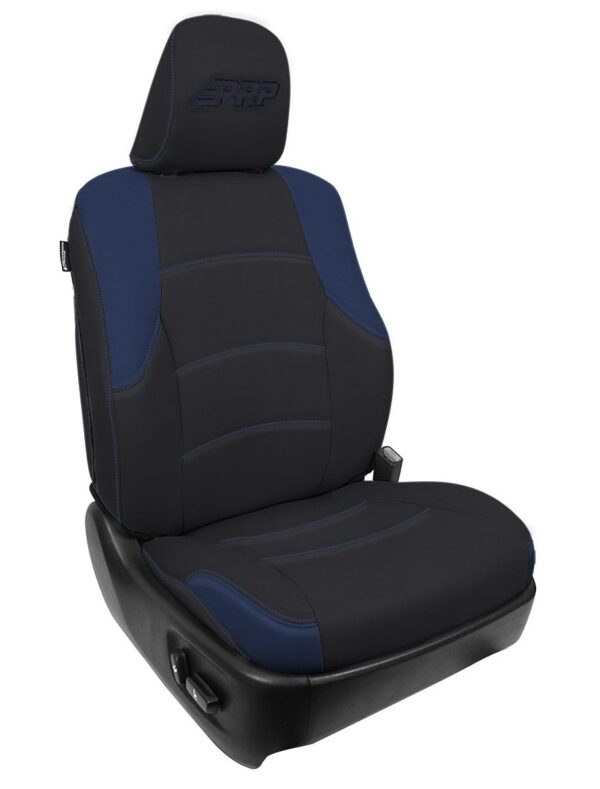 Front Seat Covers for 2011-2024 Toyota 4Runner (Pair) - Black and Navy Blue