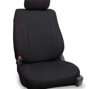 Front Seat Covers for 2012-14 Ford Raptor (Pair) - Black with Red Stitch
