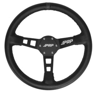 Deep Dish Leather Steering Wheel, Black