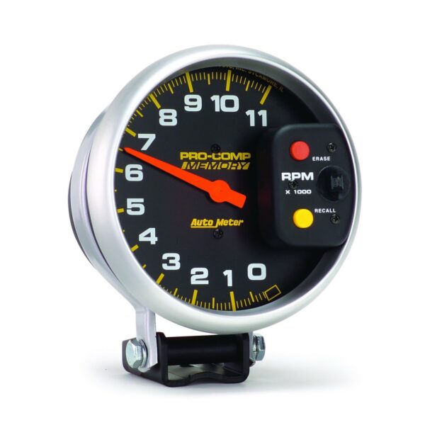 5 in. TACHOMETER, 0-11,000 RPM, PEDESTAL W/PEAK MEMORY, PRO-COMP