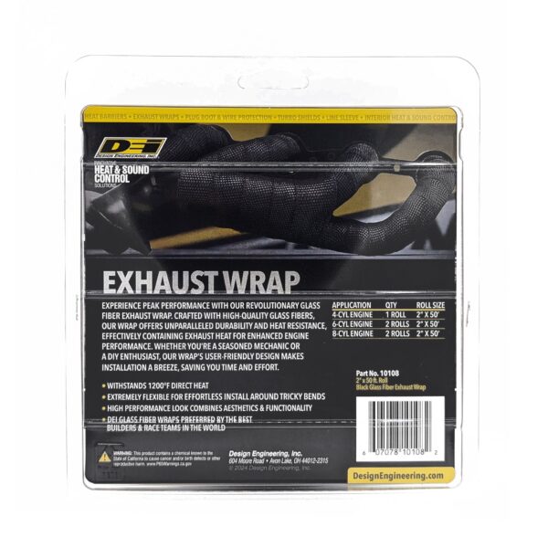 DEI 10108 Black Glass Fiber Exhaust Wrap 2" x 50' 010108