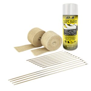DEI 10332 Motorcycle Exhaust Pipe Wrap Kit Tan Glass Fiber & White HT 010332