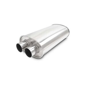 STREETPOWER Oval Muffler, 2.25" Inlet/Outlet (Dual In/Out) - 15.0" Body Length