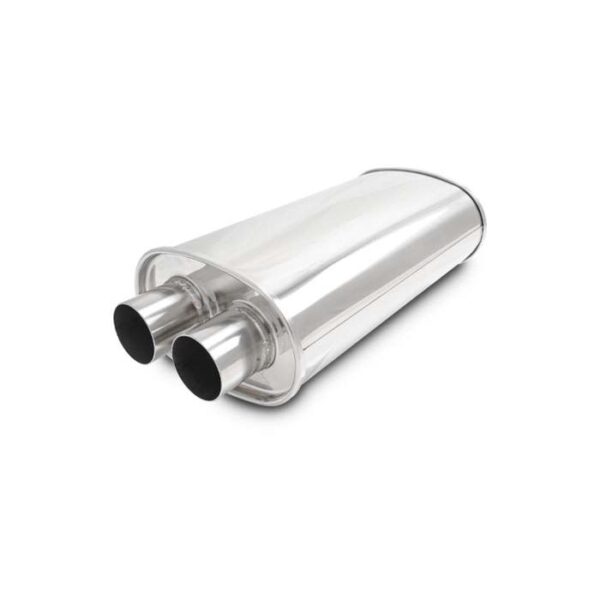 STREETPOWER Oval Muffler, 2.25" Inlet/Outlet (Dual In/Out) - 15.0" Body Length