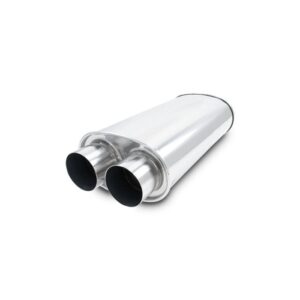 STREETPOWER Oval Muffler, 2.50" Inlet/Outlet (Dual In/Out) - 15.0" Body Length