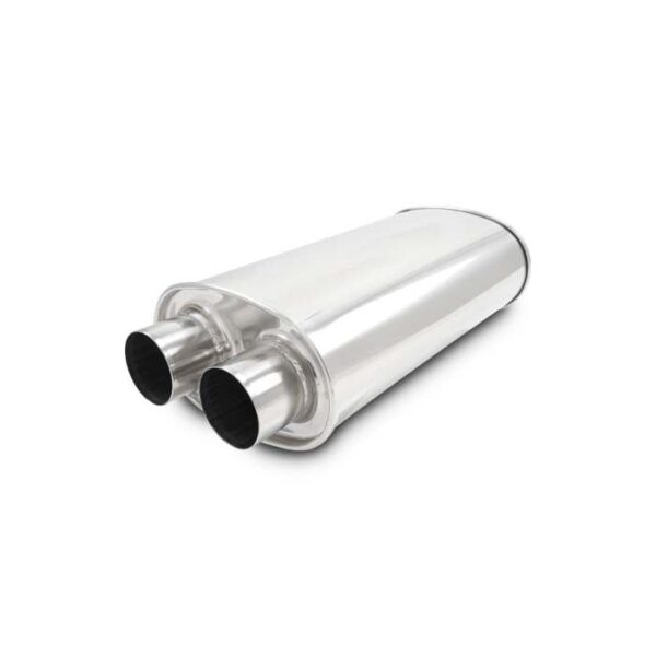 STREETPOWER Oval Muffler, 3.0" Inlet/Outlet (Dual In/Out) - 15.0" Body Length