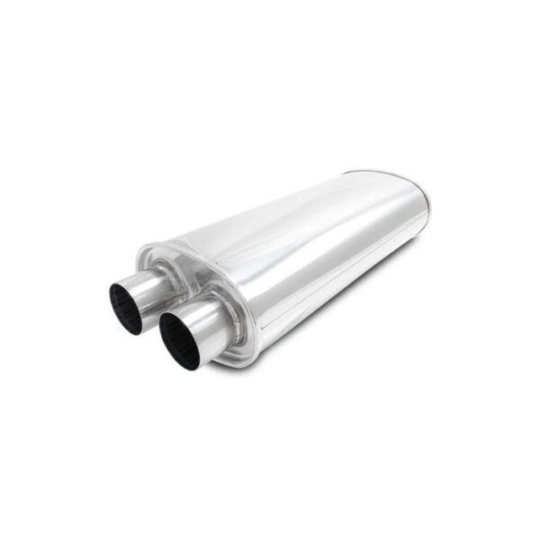 STREETPOWER Oval Muffler, 2.50" Inlet/Outlet (Dual In/Out) - 18" Body Length