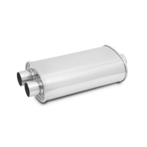 STREETPOWER Oval Muffler, 2.5" inlet (Center In - Dual Out)
