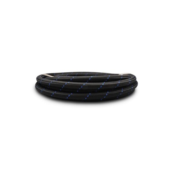 10ft Roll of Black Blue Nylon Braided Flex Hose; AN Size: -6; Hose ID: 0.34";