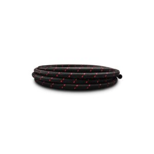 20ft Roll of Black Red Nylon Braided Flex Hose; AN Size: -6; Hose ID: 0.34";
