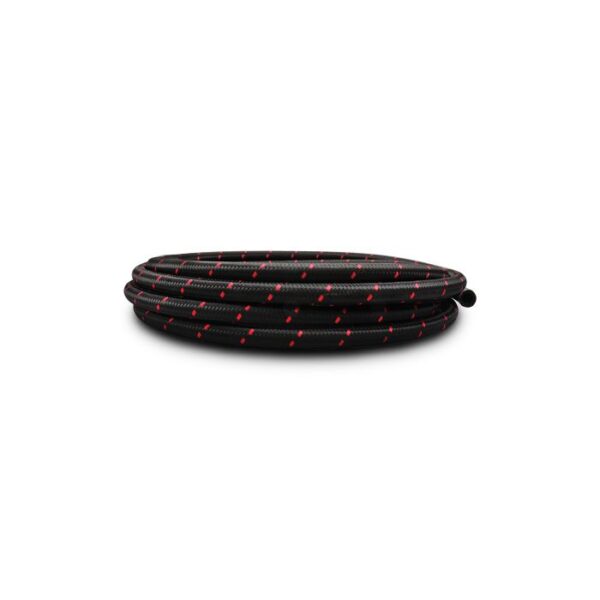20ft Roll of Black Red Nylon Braided Flex Hose; AN Size: -6; Hose ID: 0.34";