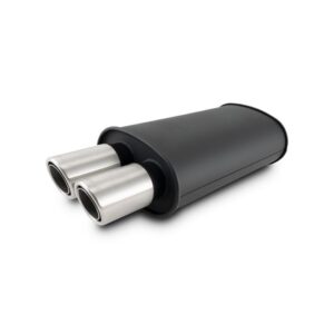 STREETPOWER FLAT BLACK Oval Muffler with Dual 304SS Brushed Tips