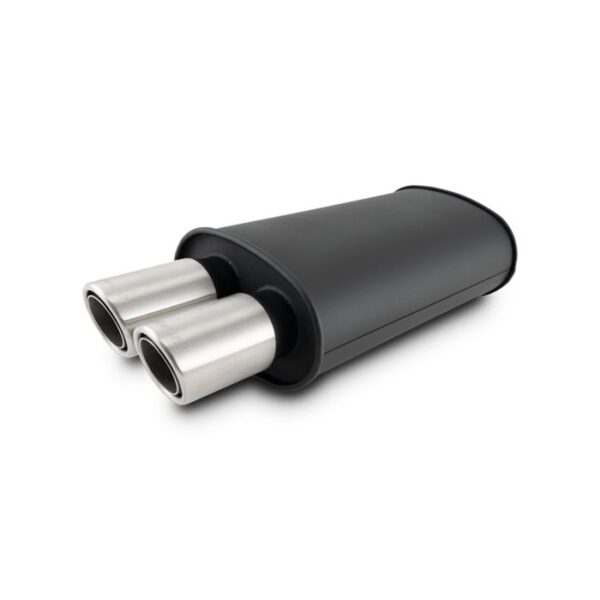 STREETPOWER FLAT BLACK Oval Muffler with Dual 304SS Brushed Tips