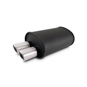 STREETPOWER FLAT BLACK Oval Muffler with Dual 304SS Brushed Tips