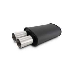 STREETPOWER FLAT BLACK Oval Muffler with Dual 304SS Brushed Tips