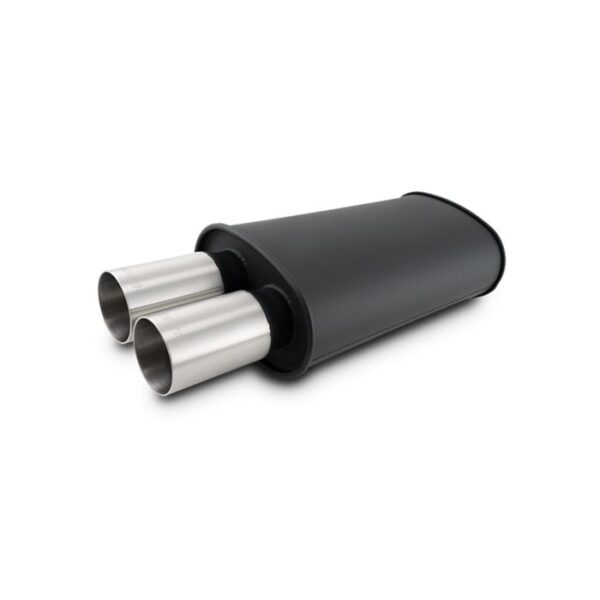 STREETPOWER FLAT BLACK Oval Muffler with Dual 304SS Brushed Tips