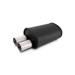 STREETPOWER FLAT BLACK Oval Muffler with Dual 304SS Brushed Tips