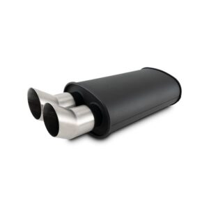 STREETPOWER FLAT BLACK Oval Muffler with Dual 304SS Brushed Tips