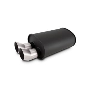 STREETPOWER FLAT BLACK Oval Muffler with Dual 304SS Brushed Tips