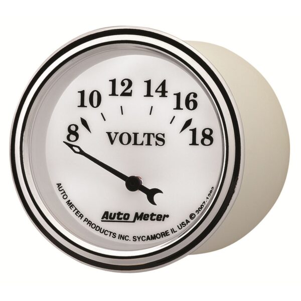 2-1/16 in. VOLTMETER, 8-18V, OLD-TYME WHITE II