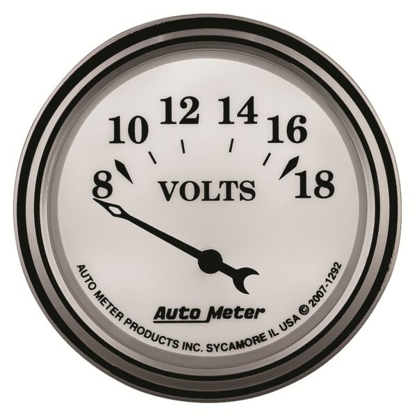 2-1/16 in. VOLTMETER, 8-18V, OLD-TYME WHITE II