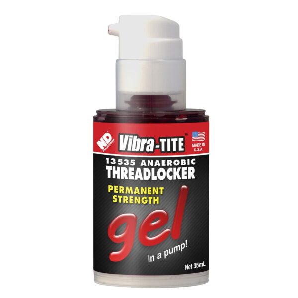Vibra-TITE Threadlocker, Pump Dispenser, Permanent Strength, Red Gel, 35ml Pump.