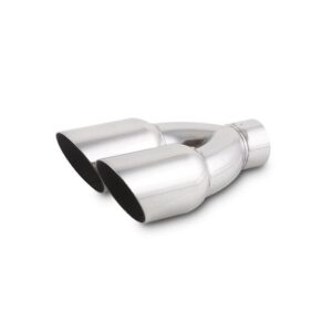 Dual 3.5" Round Stainless Steel Tips (Single Wall, Angle Cut)