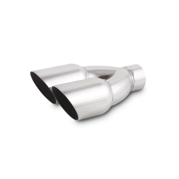 Dual 3.5" Round Stainless Steel Tips (Single Wall, Angle Cut)