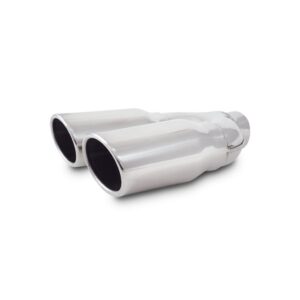 Dual 3.25" x 2.75" Oval Stainless Steel Tips (Single Wall, Angle Cut)