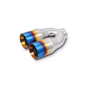 Dual 3.5" Round Stainless Steel Tips with Burnt Blue Finish