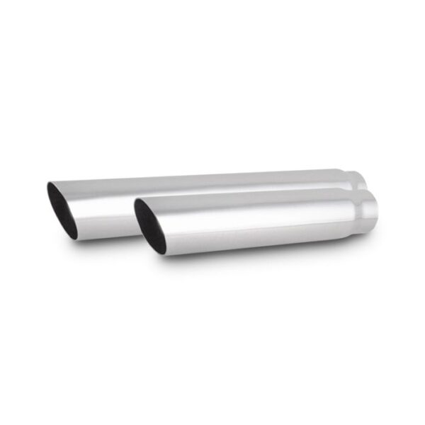 3.5" Round Stainless Steel Tip (Single Wall, Angle Cut) - 2.5" inlet, 20" long