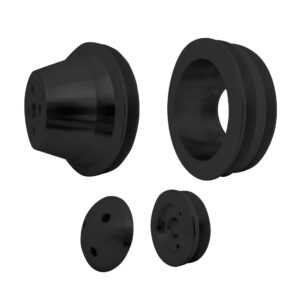 Small Block Ford V-Belt Pulley Kit - 2V Crank, 4 Bolt, Late - Black