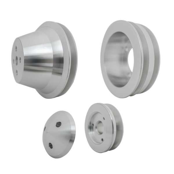 Small Block Ford V-Belt Pulley Kit - 2V Crank, 4 Bolt, Late