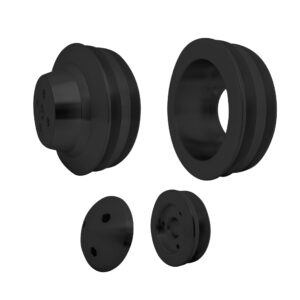 Small Block Ford V-Belt Pulley Kit - 2V - 4 Bolt, Late - Black