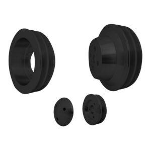 Small Block Ford V-Belt Pulley Kit - 2V - 4 Bolt - Late - Black