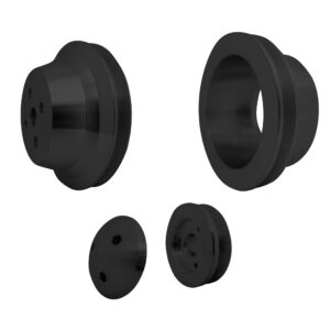 Small Block Ford V-Belt Pulley Kit - High Flow - 1V - 4 Bolt - Late - Black