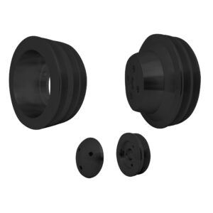 Small Block Ford V-Belt Pulley Kit - 3V - 4 Bolt - Early - Black