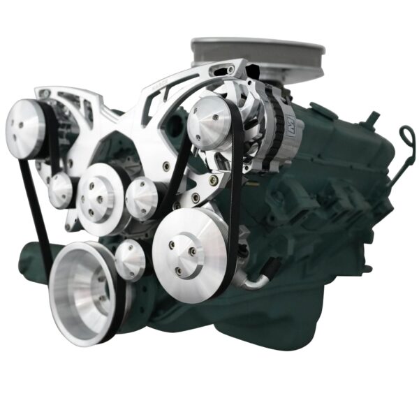 Big Block Buick Style Track Serpentine Kit - AC & PS - Chrome