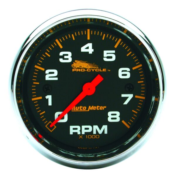 2-5/8 in. TACHOMETER, 0-8,000 RPM, BLACK, PRO-CYCLE