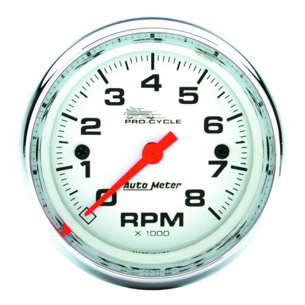 2-5/8 in. TACHOMETER, 0-8,000 RPM, WHITE, PRO-CYCLE