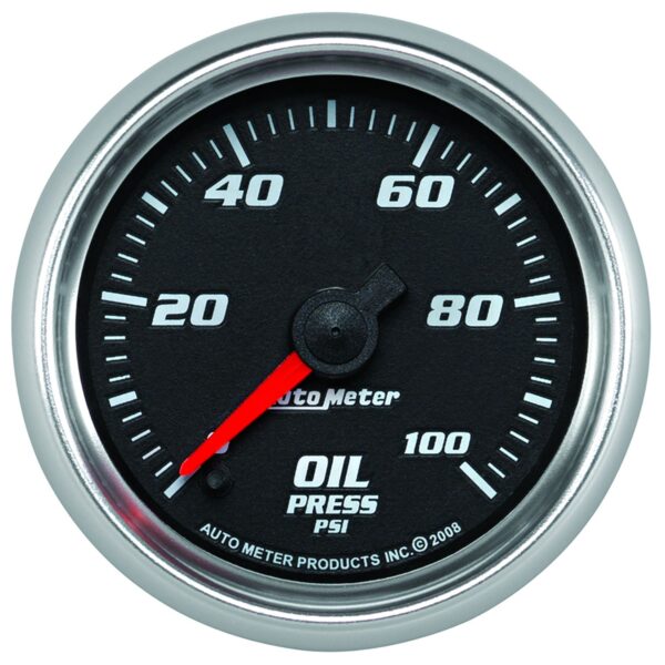 2-1/16 in. OIL PRESSURE, 0-100 PSI, BLACK, PRO-CYCLE