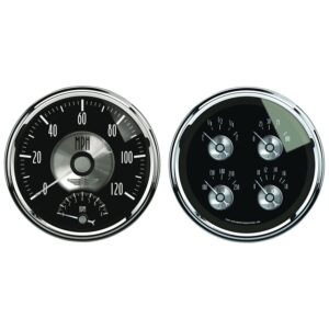 2 PC. GAUGE KIT, 5 in. QUAD & TACH/SPEEDO, 240-33 O, PRESTIGE BLK. DIAMOND