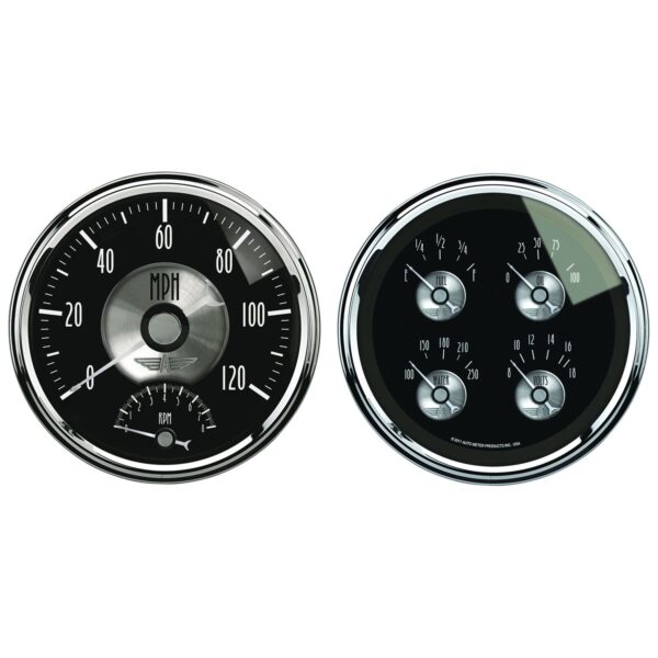 2 PC. GAUGE KIT, 5 in. QUAD & TACH/SPEEDO, 240-33 O, PRESTIGE BLK. DIAMOND