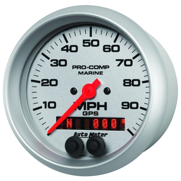 3-3/8 in. GPS SPEEDOMETER, 0-100 MPH, MARINE SILVER ULTRA-LITE