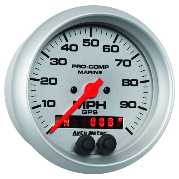 3-3/8 in. GPS SPEEDOMETER, 0-100 MPH, MARINE SILVER ULTRA-LITE