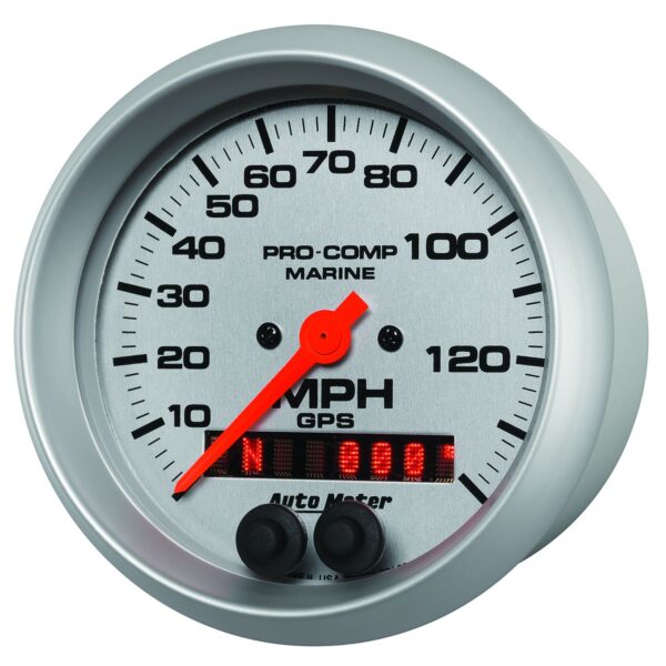 3-3/8 in. GPS SPEEDOMETER, 0-140 MPH, MARINE SILVER ULTRA-LITE