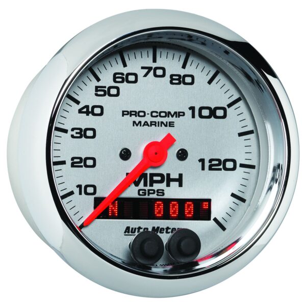 3-3/8 in. GPS SPEEDOMETER, 0-140 MPH, MARINE CHROME ULTRA-LITE