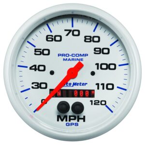 5 in. GPS SPEEDOMETER, 0-120 MPH, MARINE WHITE